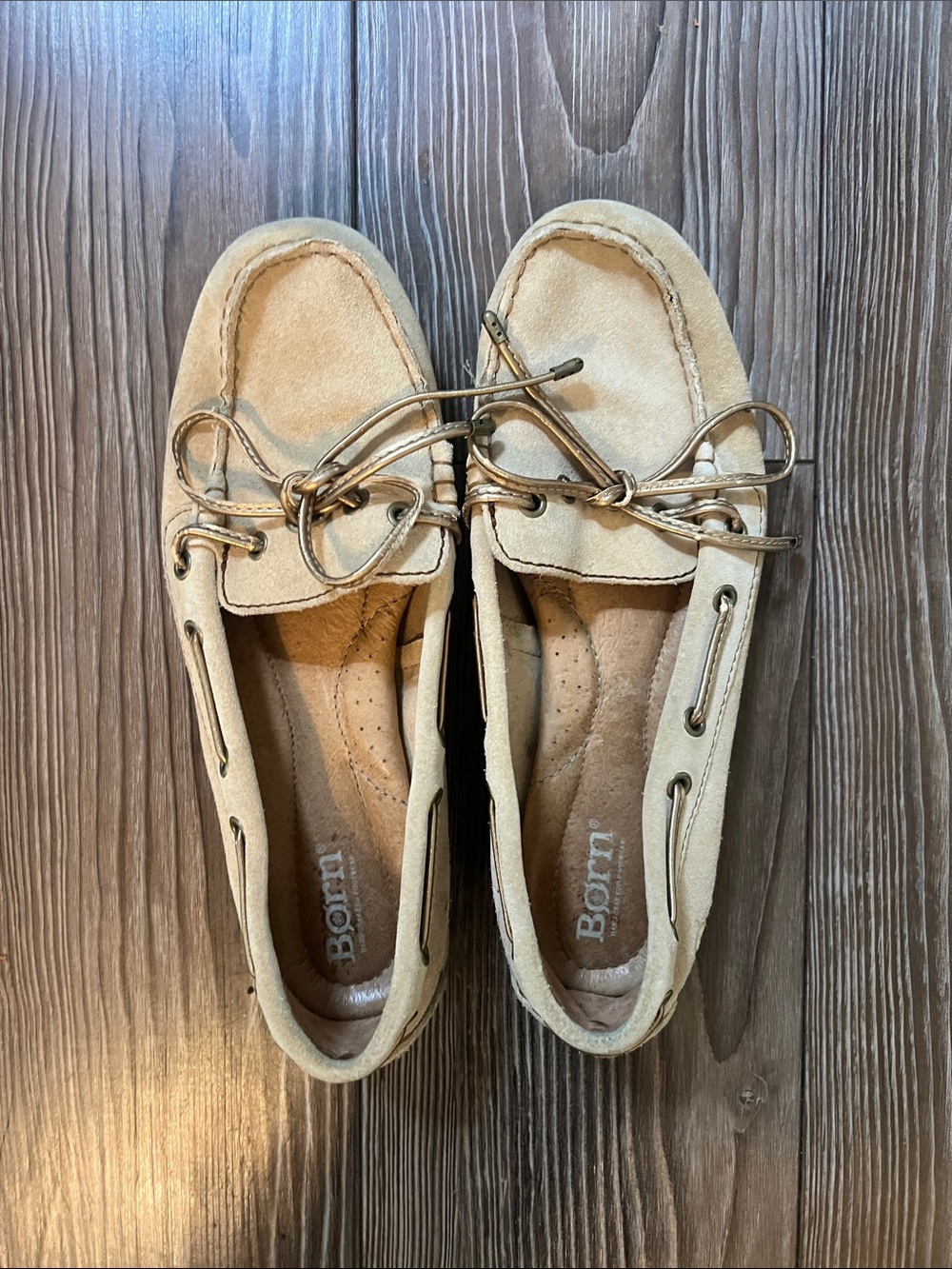 Born Women’s Tan Suede Moccasins with Leather Laces